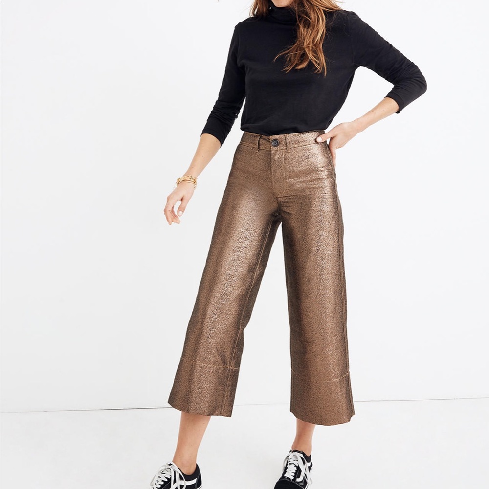 Emmett Wide-Leg Crop Pants in Metallic